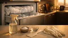 Cum dezgheți congelatorul mai repede cu apă caldă, oțet și sare, fără să zgârii pereții