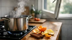 Odorizant natural pentru casă: coji de citrice și scorțișoară fierte 15 minute