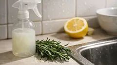 Oțet alb cu rozmarin: spray natural pentru curățenie rapidă în bucătărie
